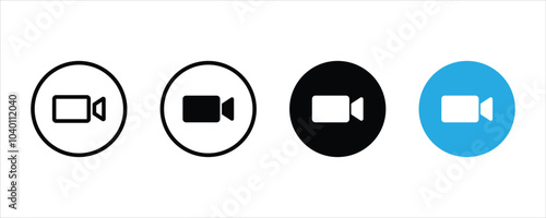 Video call icon set vector. video camera icon for streaming, facetime icons video call symbol. Video chat icon set vector for app and web