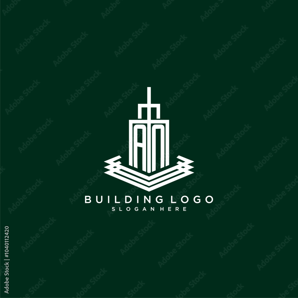 AN initial monogram building logo for real estate AN initial monogram building logo for real estate