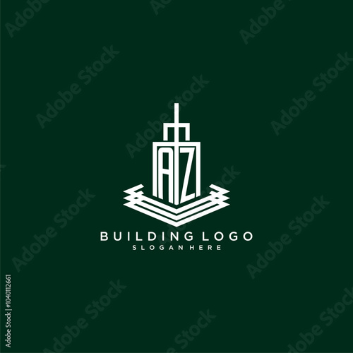 AZ initial monogram building logo for real estate