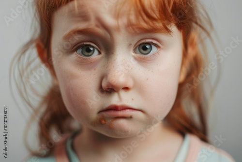 A lonely little girl expressing sadness with deep eyes, capturing the essence of abandonment and longing for connection photo