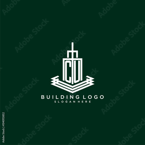 CU initial monogram building logo for real estate