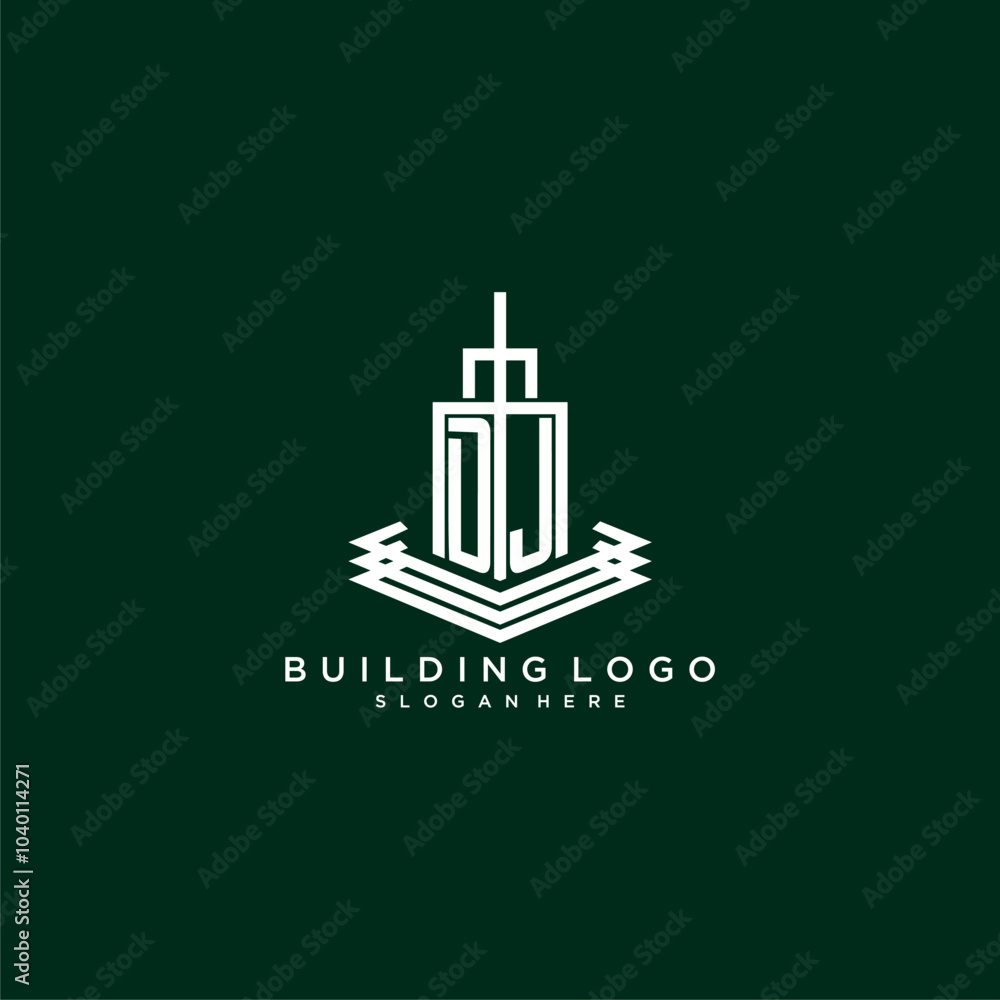DJ initial monogram building logo for real estate DJ initial monogram building logo for real estate