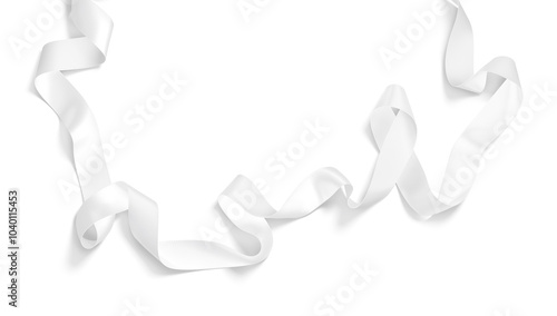 Blank white satin ribbon mockup, isolated photo