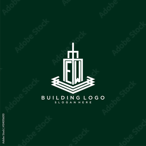 EW initial monogram building logo for real estate