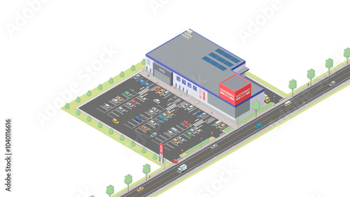 アイソメトリック図法で描いた家電量販店のイメージ / Electronics store. Isometric illustration