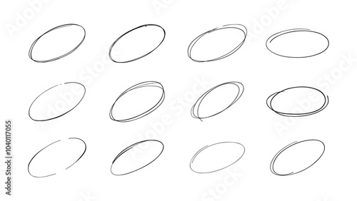 Hand Drawn Doodle Scribble Ovals