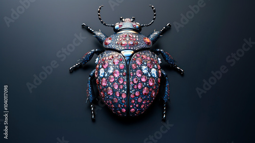 Wallpaper Mural Beetle covered with gemstones, dark background Torontodigital.ca