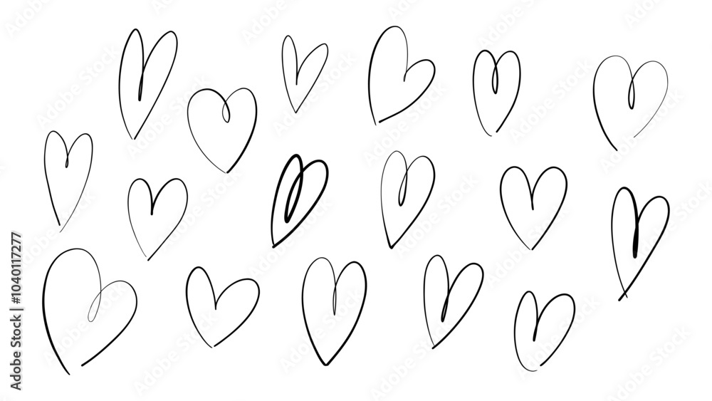 Hand Drawn Doodle Scribble Line Hearts Hand Drawn Doodle Scribble Line Hearts