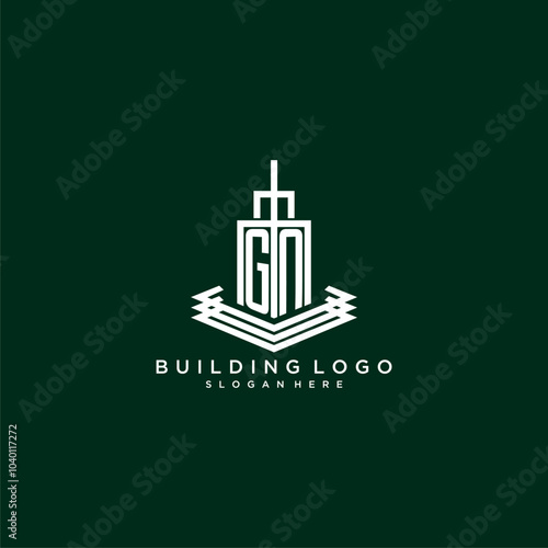 GN initial monogram building logo for real estate