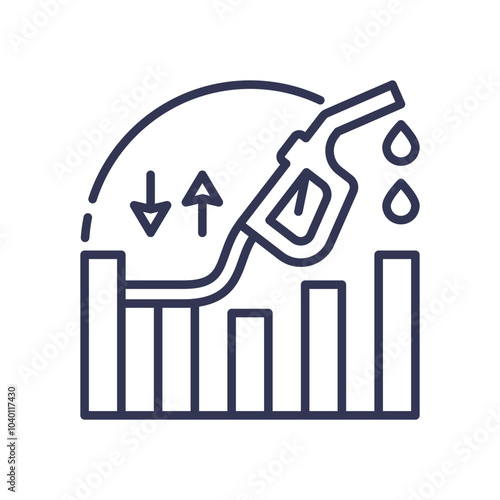 Gas pump with graph symbolizes fluctuating fuel prices.