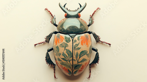 Wallpaper Mural Beetle with painted flowers on its back Torontodigital.ca