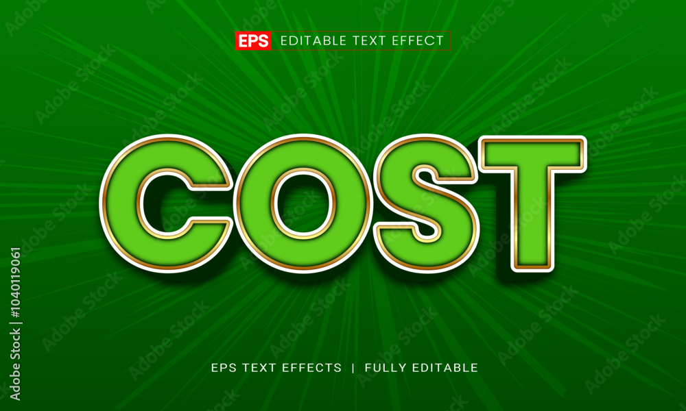 Naklejka premium Cost 3d editable text effect