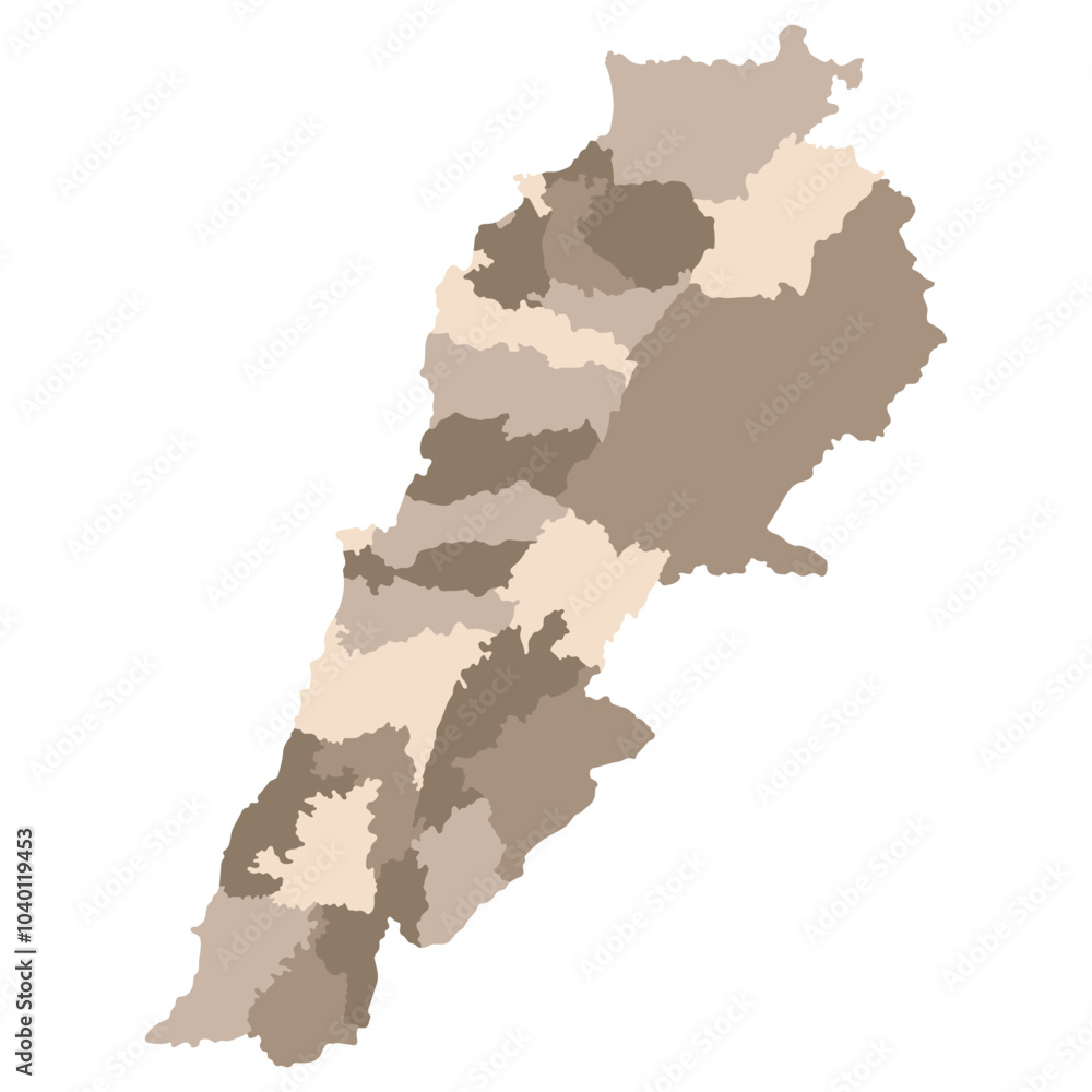 Fototapeta premium Lebanon map. Map of Lebanon in administrative provinces in multicolor