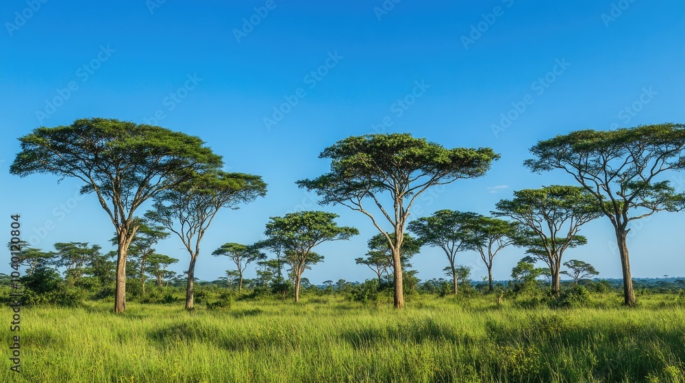 African forest with tall trees and a clear sky above, leaving room for copy African forest with tall trees and a clear sky above, leaving room for copy