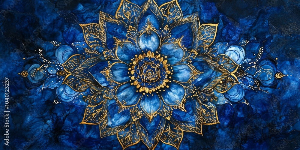 Indonesian Batik Mandala Design, hand-painted intricate pattern, cultural heritage, vibrant deep blues, rich artistic tradition Indonesian Batik Mandala Design, hand-painted intricate pattern, cultural heritage, vibrant deep blues, rich artistic tradition