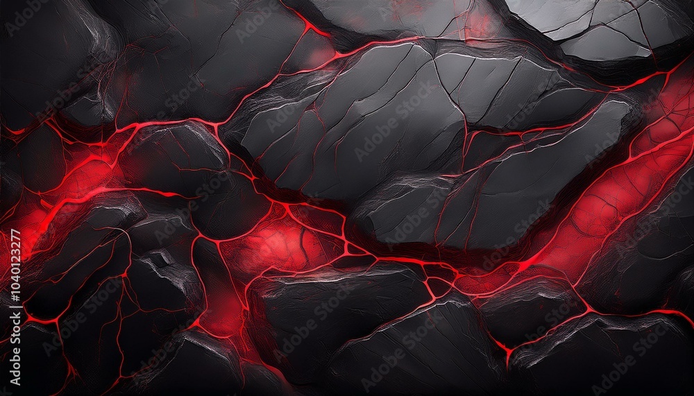 Fototapeta premium black stone background with abstract red veins