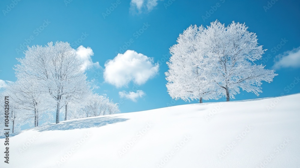 Snowy Landscape with Frost-Covered Trees Snowy Landscape with Frost-Covered Trees