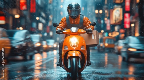 Delivery Rider in the Rain