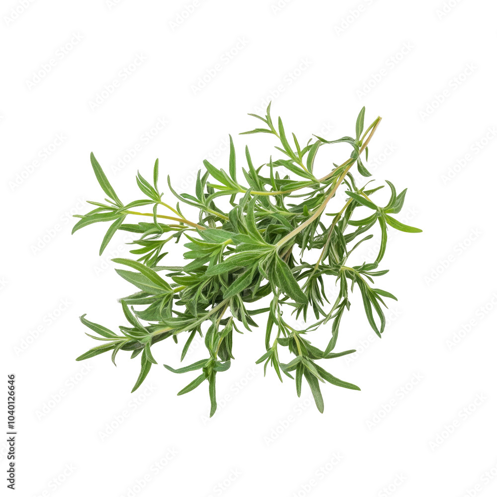 Fresh Green Sprigs of Tarragon Herb Isolated on White Fresh Green Sprigs of Tarragon Herb Isolated on White