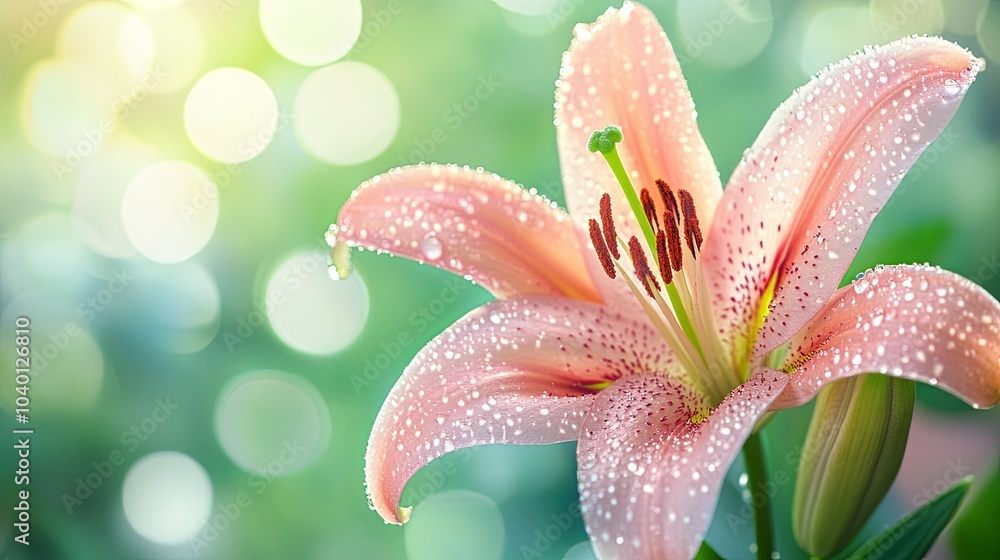 Fototapeta premium Delicate beauty of a pink lily
