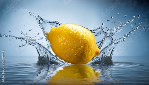 lemon in water splash