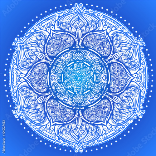 Vector ornamental mandala inspired ethnic art, patterned Indian paisley. Hand...