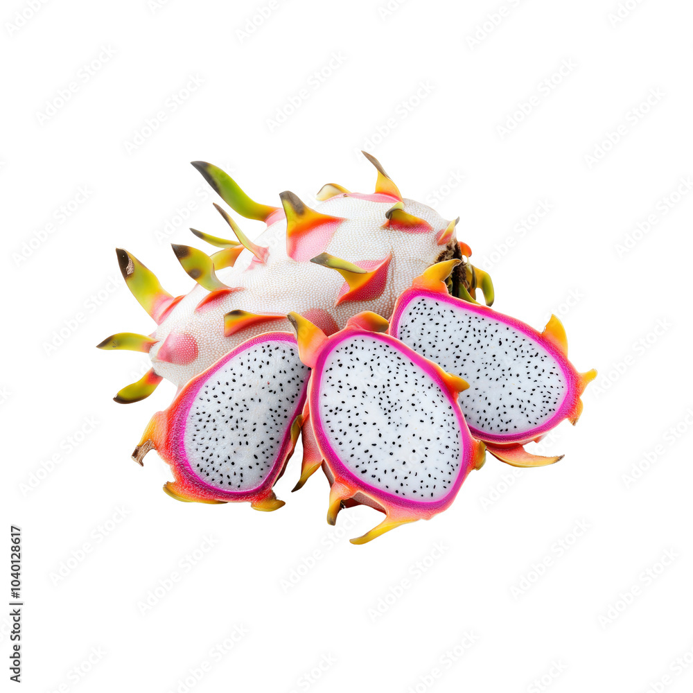 Dragon Fruit Slices Isolated on White Background Dragon Fruit Slices Isolated on White Background