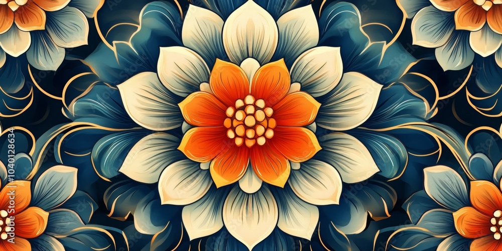 Southeast Asian Mandala Design, intricate traditional motifs, vibrant colors, flowing lines, rich cultural heritage, block printing craftsmanship Southeast Asian Mandala Design, intricate traditional motifs, vibrant colors, flowing lines, rich cultural heritage, block printing craftsmanship