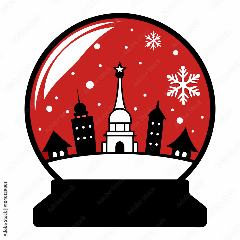 Parisian Christmas snow globe Black silhouette Parisian Christmas snow globe Black silhouette