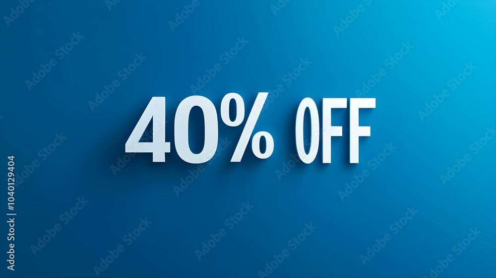 White '40% OFF' Promotional Sign on a Blue Background with Copy Space White '40% OFF' Promotional Sign on a Blue Background with Copy Space