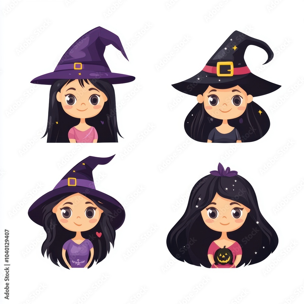 Cartoon character of witch. Halloween decoration elements. Cartoon character of witch. Halloween decoration elements.