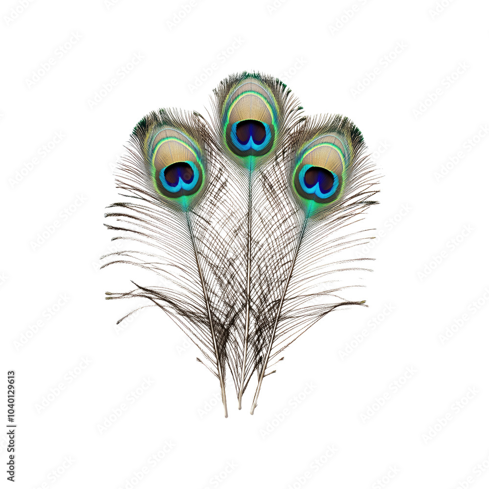 Obraz premium Three Peacock Feathers with Eyespots