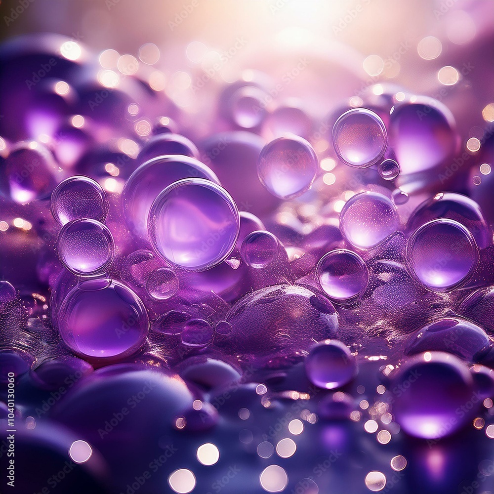 shimmering purple bubbles floating in light shimmering purple bubbles floating in light