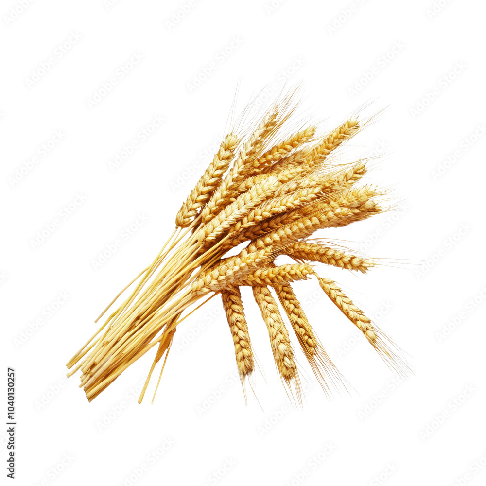Golden Wheat Sheaves on White Background Golden Wheat Sheaves on White Background