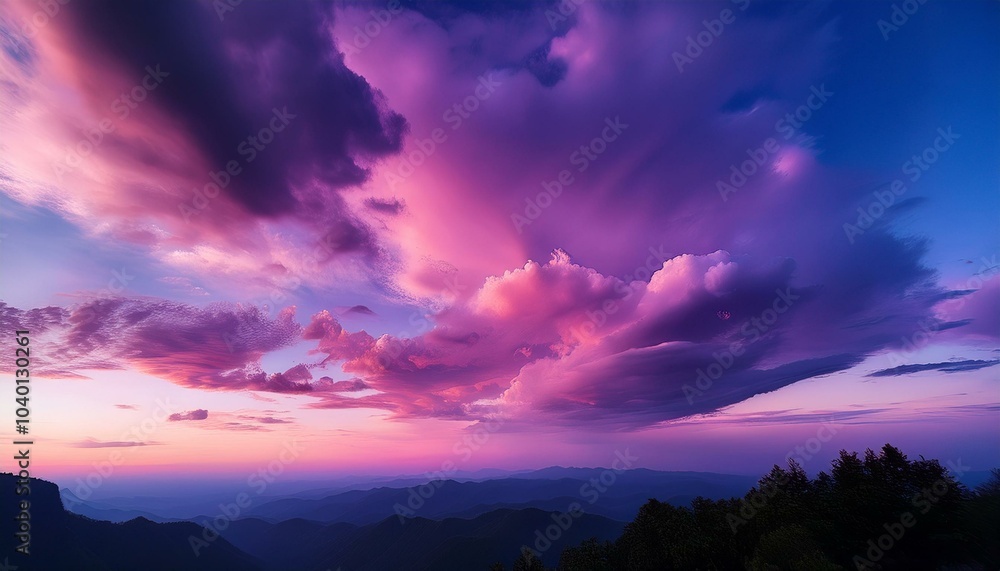 silhouette of pink and purple sky with clouds dreamy landscape silhouette of pink and purple sky with clouds dreamy landscape
