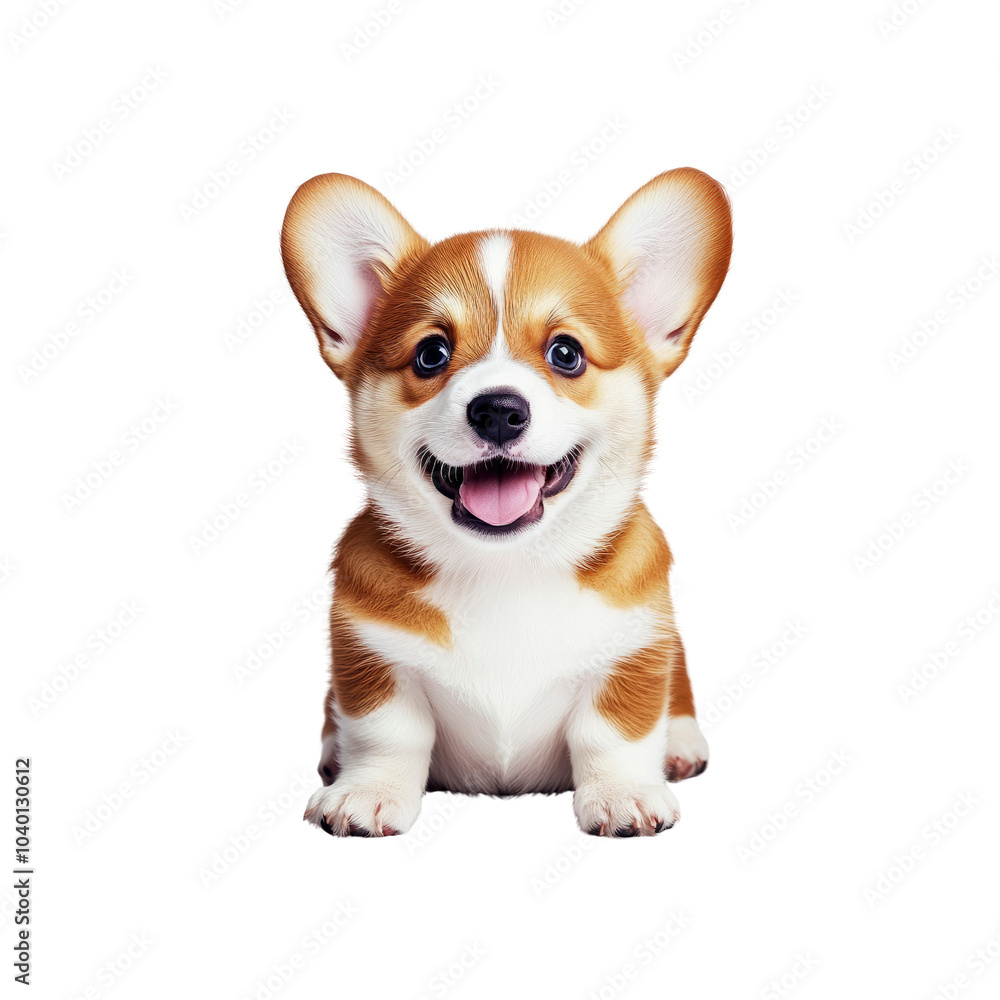 Happy Pembroke Welsh Corgi Puppy Sitting and Smiling Happy Pembroke Welsh Corgi Puppy Sitting and Smiling