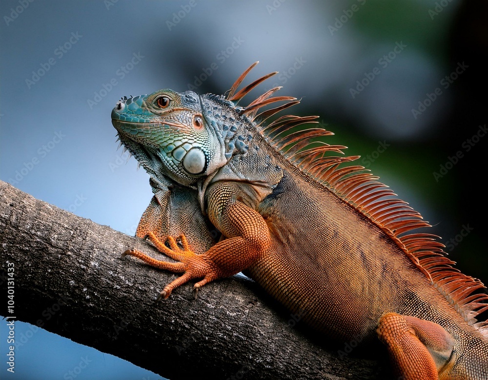 Obraz premium symmetrical approach to caribbean iguana an endangered species