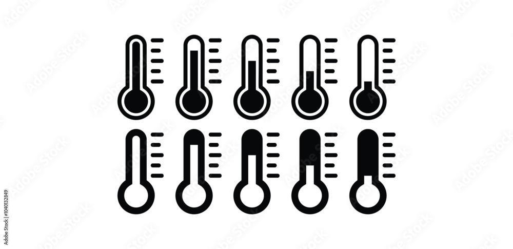 set of temperature weather level sign icon symbol vector design black white color simple illustration collection isolated set of temperature weather level sign icon symbol vector design black white color simple illustration collection isolated