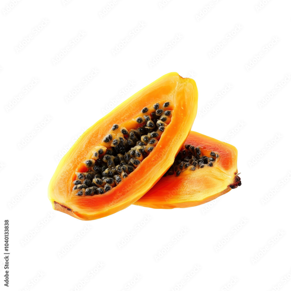 Two Halves of a Ripe Papaya Fruit Two Halves of a Ripe Papaya Fruit