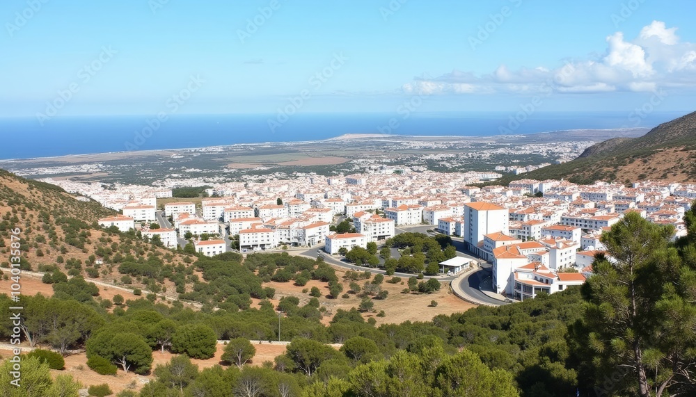Breathtaking view of a coastal city from above Breathtaking view of a coastal city from above