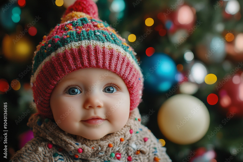 Generative AI image of person celebrating New Year's Christmas by beautifully decorated tree holiday magic advent Generative AI image of person celebrating New Year's Christmas by beautifully decorated tree holiday magic advent