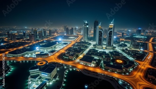 Wallpaper Mural  Vibrant cityscape at night illuminated by bright lights and bustling with activity Torontodigital.ca