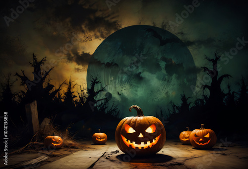 halloween background with pumpkin photo