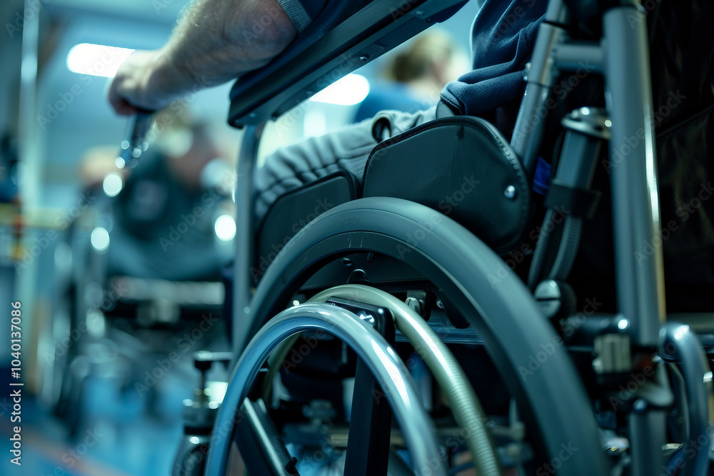 Obraz premium Helping a patient with physical therapy in a rehabilitation center generative AI technology