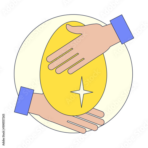 Hands gently cradle a golden egg, symbolizing care and potential.