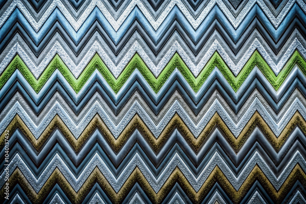 Modern Urban Grunge Pattern with Gray and Green Zig Zag Design on Black Background for Boys' Fashion and Modern Urban Grunge Pattern with Gray and Green Zig Zag Design on Black Background for Boys' Fashion and