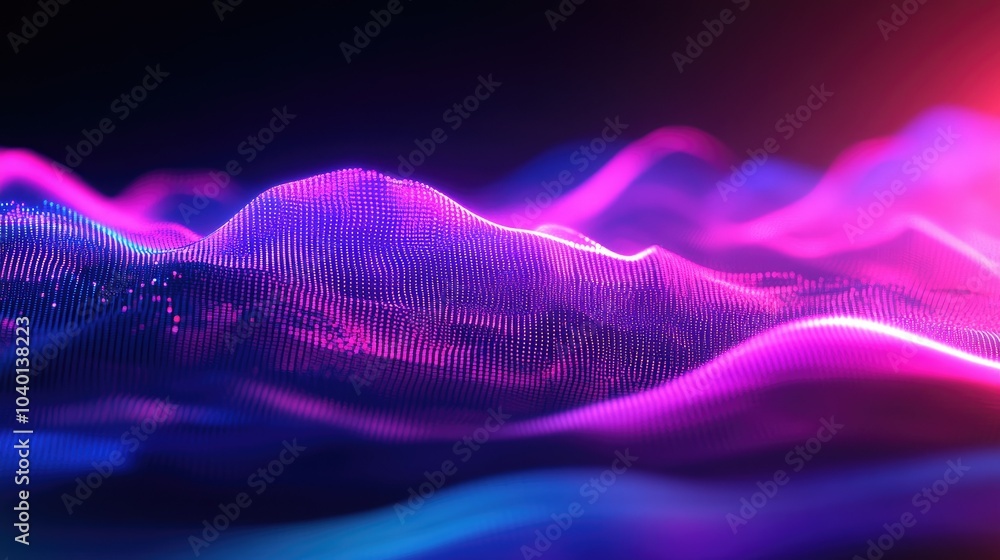 Flowing data waves and neon lights on a modern digital process backdrop Flowing data waves and neon lights on a modern digital process backdrop