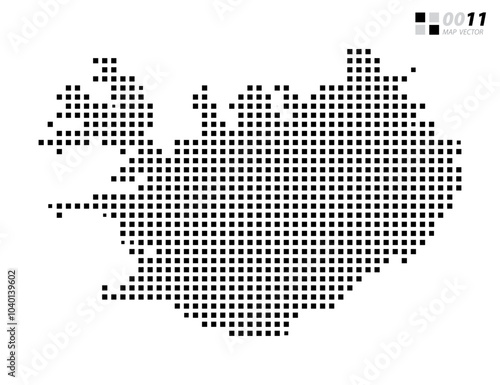 Vector abstract pixel black of Iceland map. Organized in layers for easy editing.