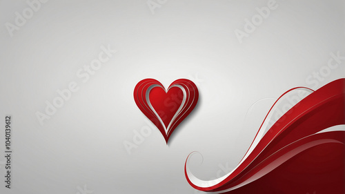 Elegant red heart with layered design on gray background, featuring a modern abstract style. photo