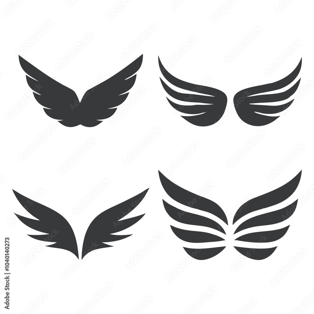 Abstract Wing Icons Sleek Vector silhouette Line Art Set. Abstract Wing Icons Sleek Vector silhouette Line Art Set.